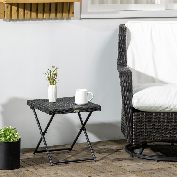 Folding wicker deals side table